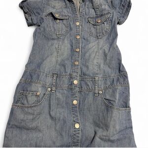 Denim Button-Front Dress — Light Blue